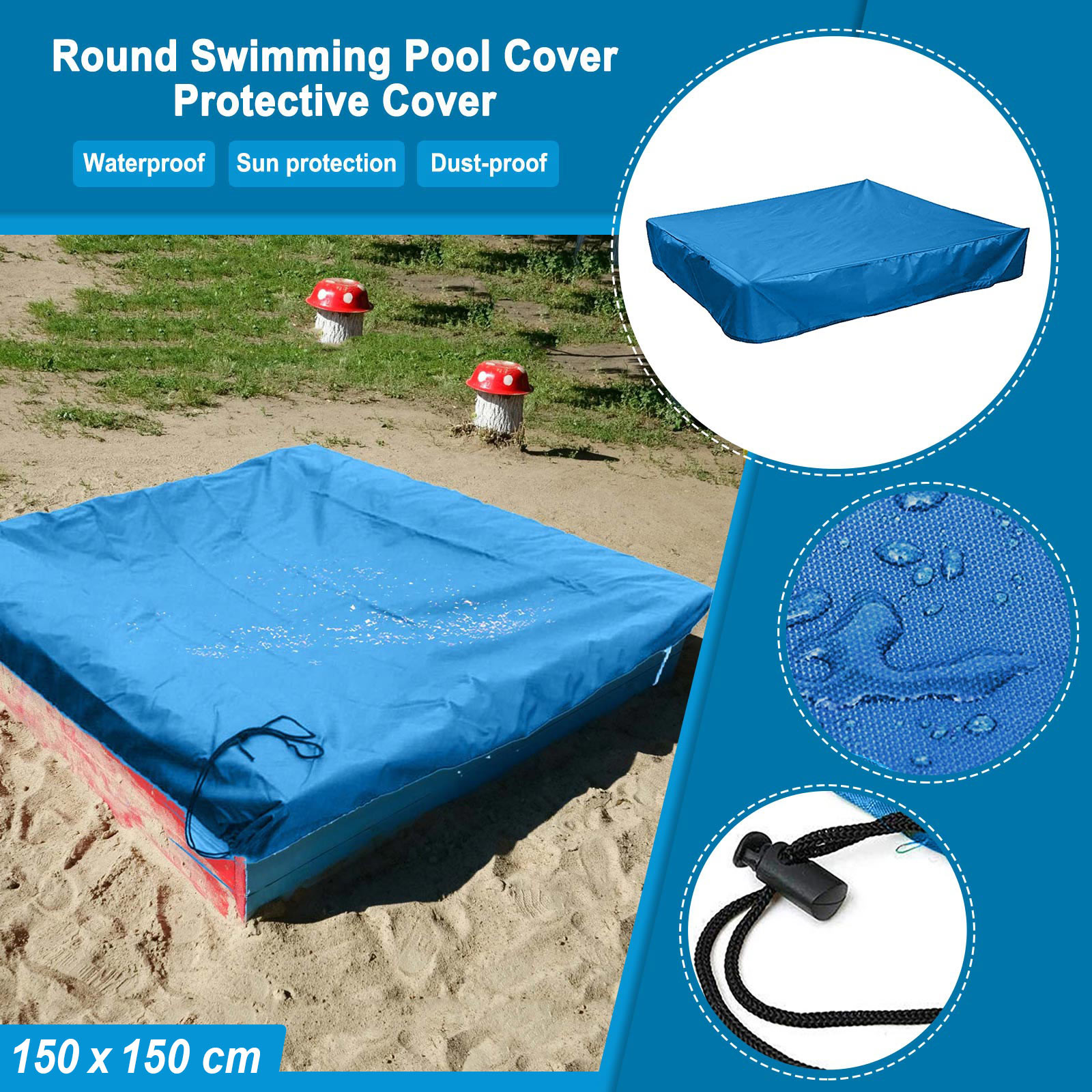 MOMFEI Sandbox Sandpit Cover Tool,Sandbox Cover for Sand and Toy Protection,Square Sandbox Protective Cover,Sandpit Shield for Play Areas
